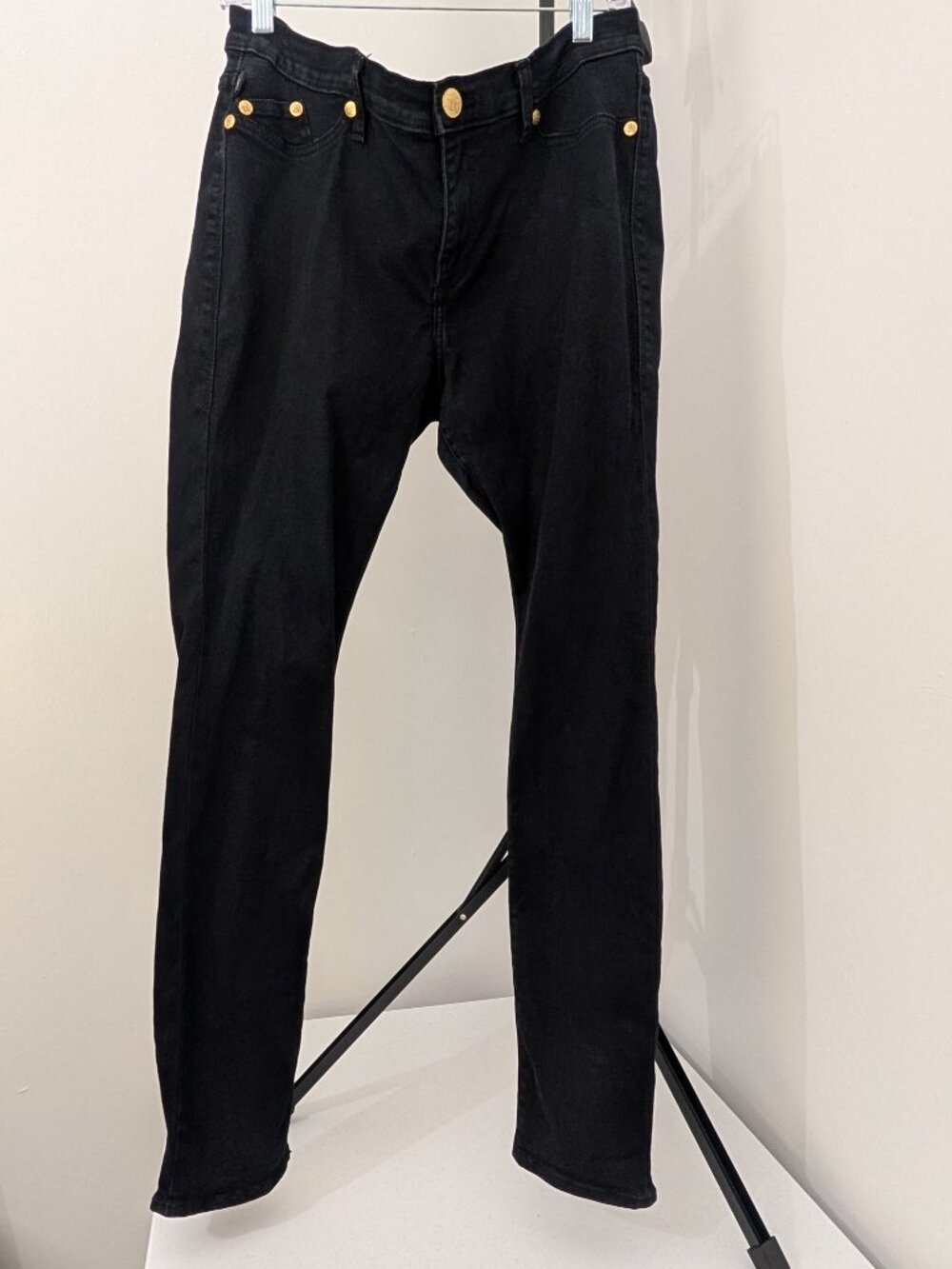 Rock & Republic Kashmere Black Skinny Jeans Gold Hardware Size 16 M